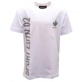 8385AH maglia bimbo boy DSQUARED2 white printed cotton t-shirt