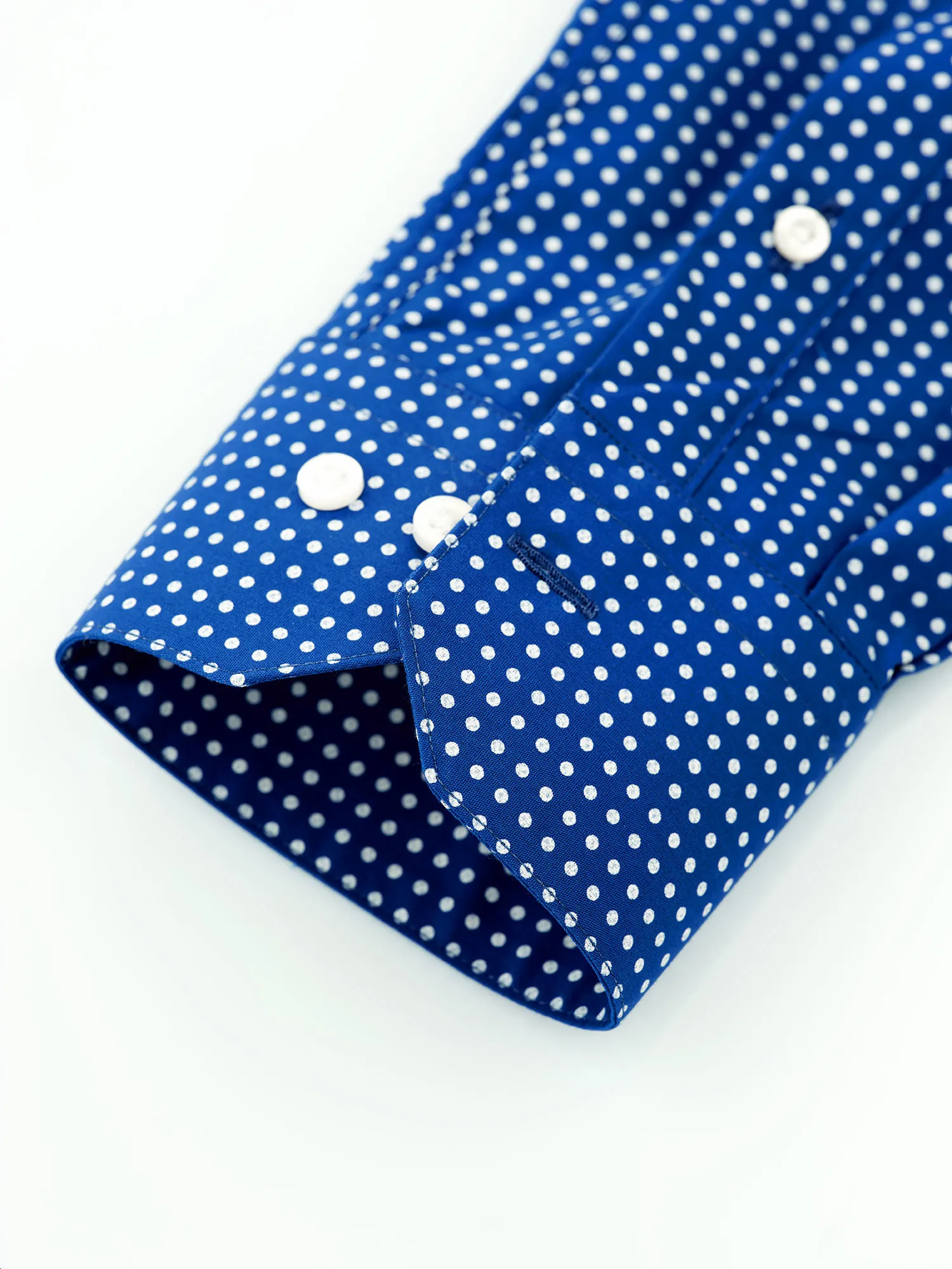 Blue Shirt with White Polka Dot Print