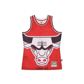 CANOTTA TIPO BASKET UOMO NBA BIG FACE BLOWN OUT FASHION JERSEY HARDWOOD CLASSICS CHIBUL RED/ORIGINAL TEAM COLORS