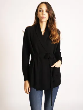 Cardigan con Cintura Nero