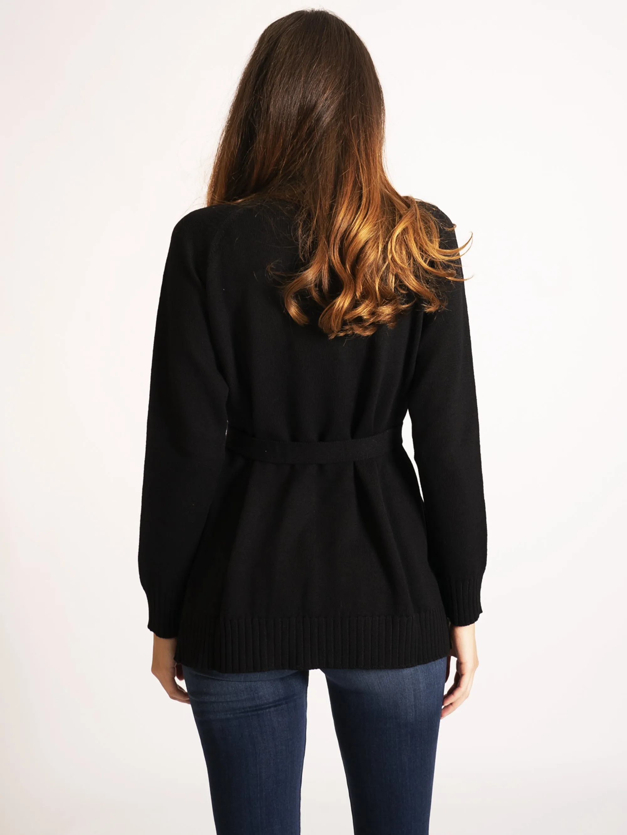 Cardigan con Cintura Nero