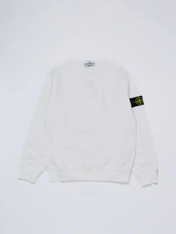 Felpa bambino Stone Island girocollo in cotone Bianco