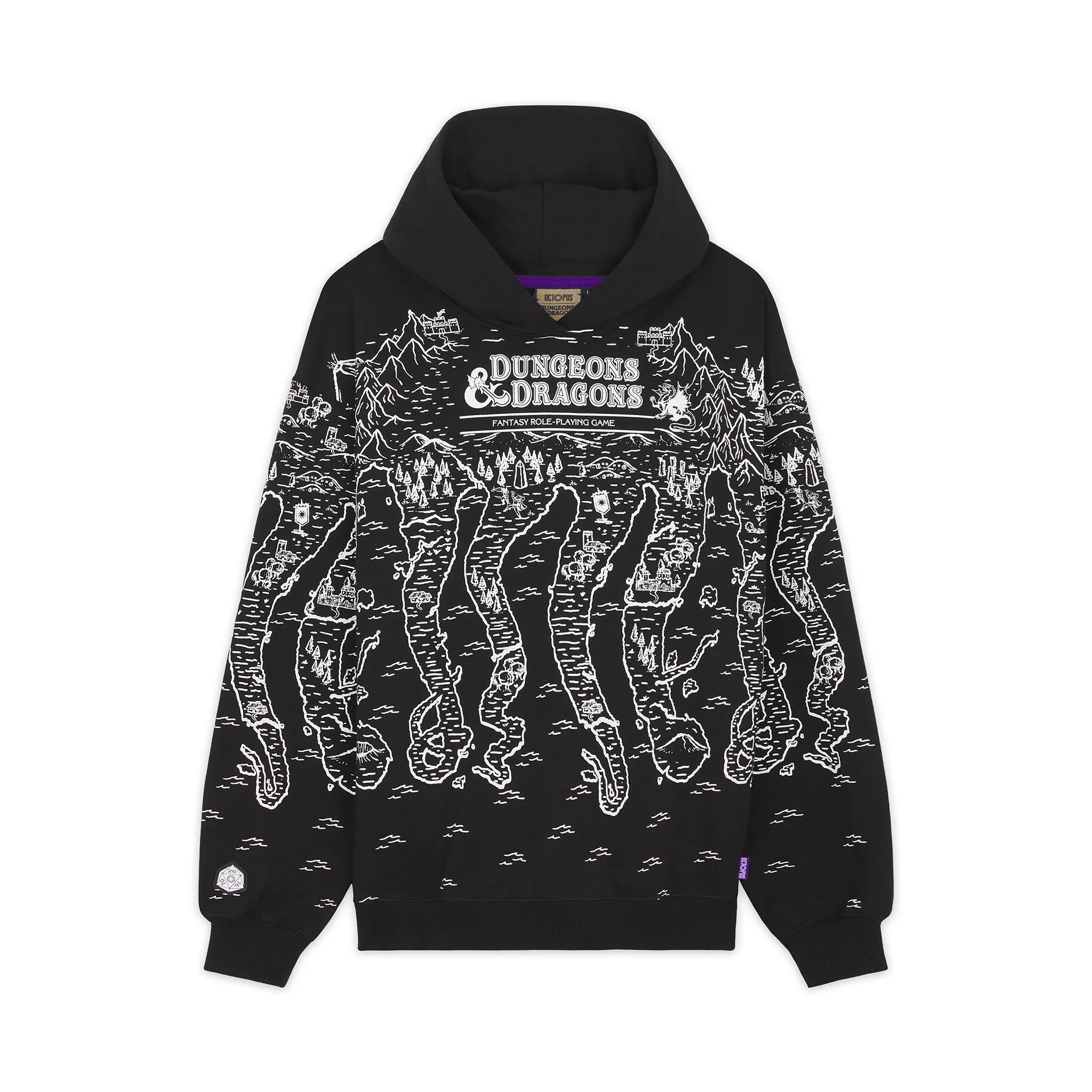 Felpa Cappuccio Octopus Dungeons & Dragons Map Hoodie Nero