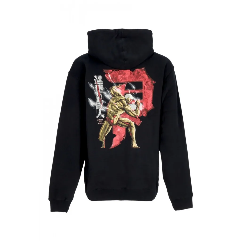 felpa cappuccio uomo armored dirty p hoodie x attack on titan BLACK