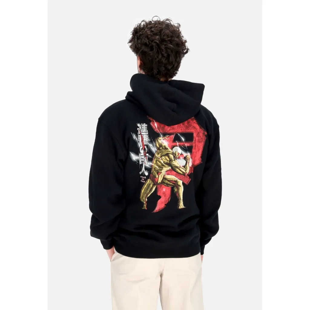 felpa cappuccio uomo armored dirty p hoodie x attack on titan BLACK