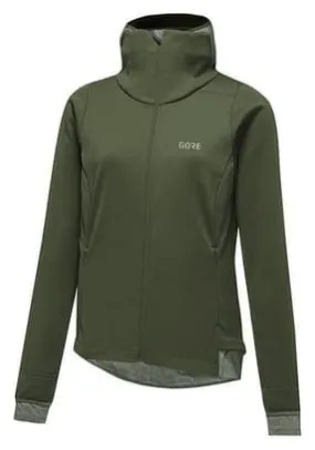 Felpa con cappuccio Gore Wear R3 Gore-Tex Windstopper Khaki Donna