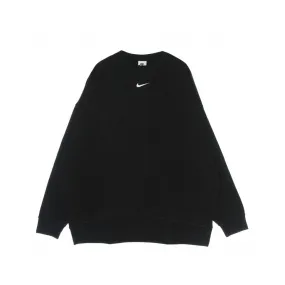 felpa girocollo donna w essentials collection fleece oversized crew BLACK/WHITE