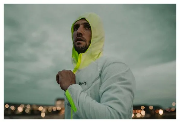 Gore Wear R5 Gore-Tex Infinium Waterproof Running Hooded Jacket White/Fluorescent Yellow