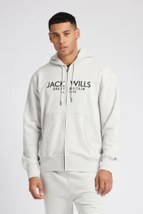 Jack Wills Felpa con cappuccio in 100% cotone con zip Nero Graphic Pinebrook    