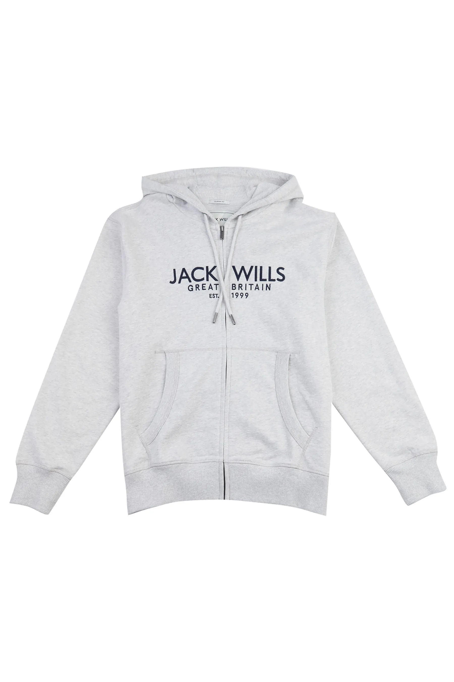 Jack Wills Felpa con cappuccio in 100% cotone con zip Nero Graphic Pinebrook    