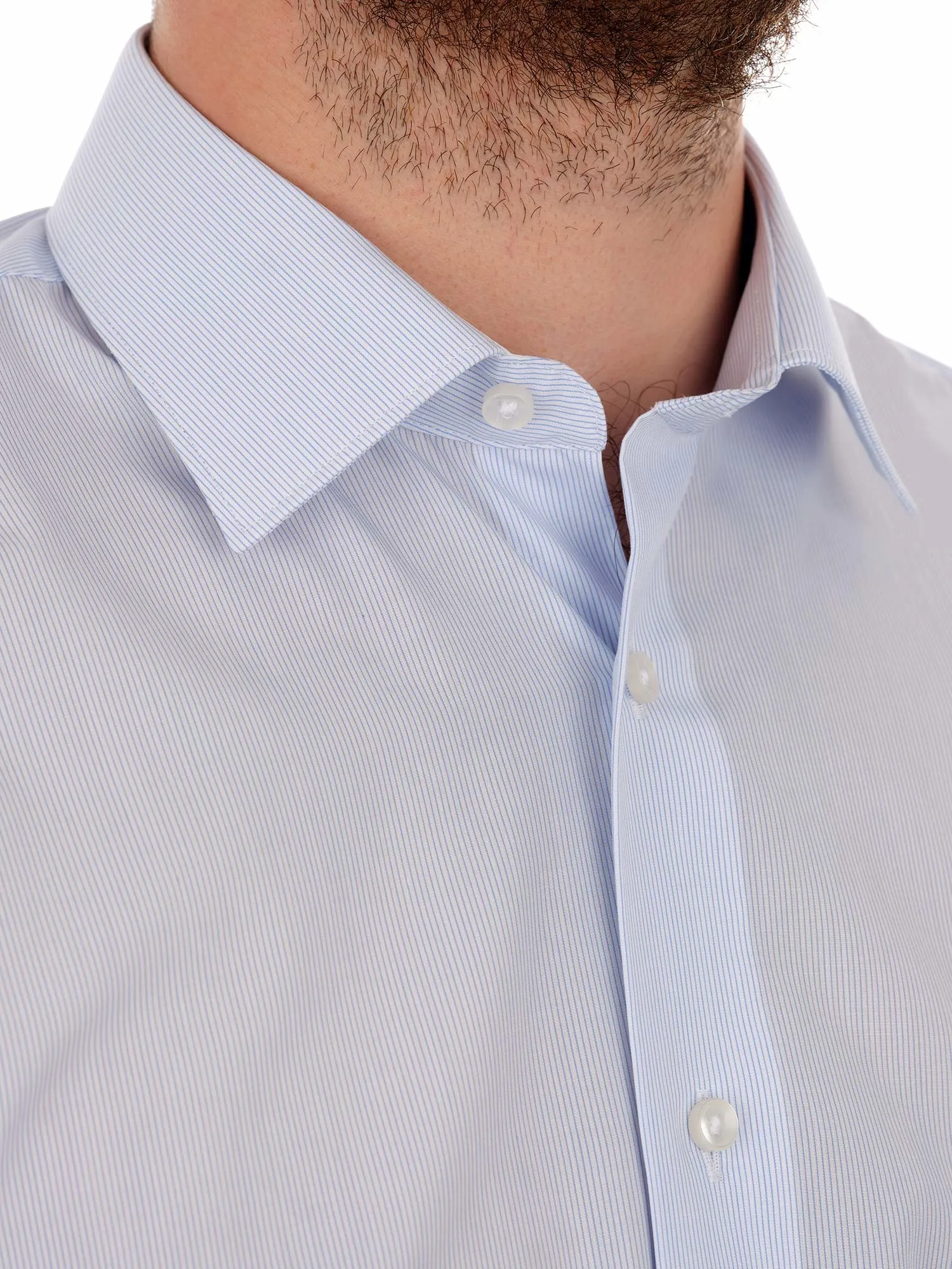 Light Blue Striped No-Iron Shirt