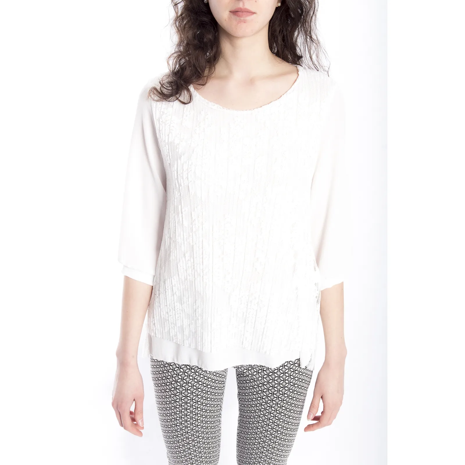 Maglia DONNA con pizzo BIANCO Art. 50079