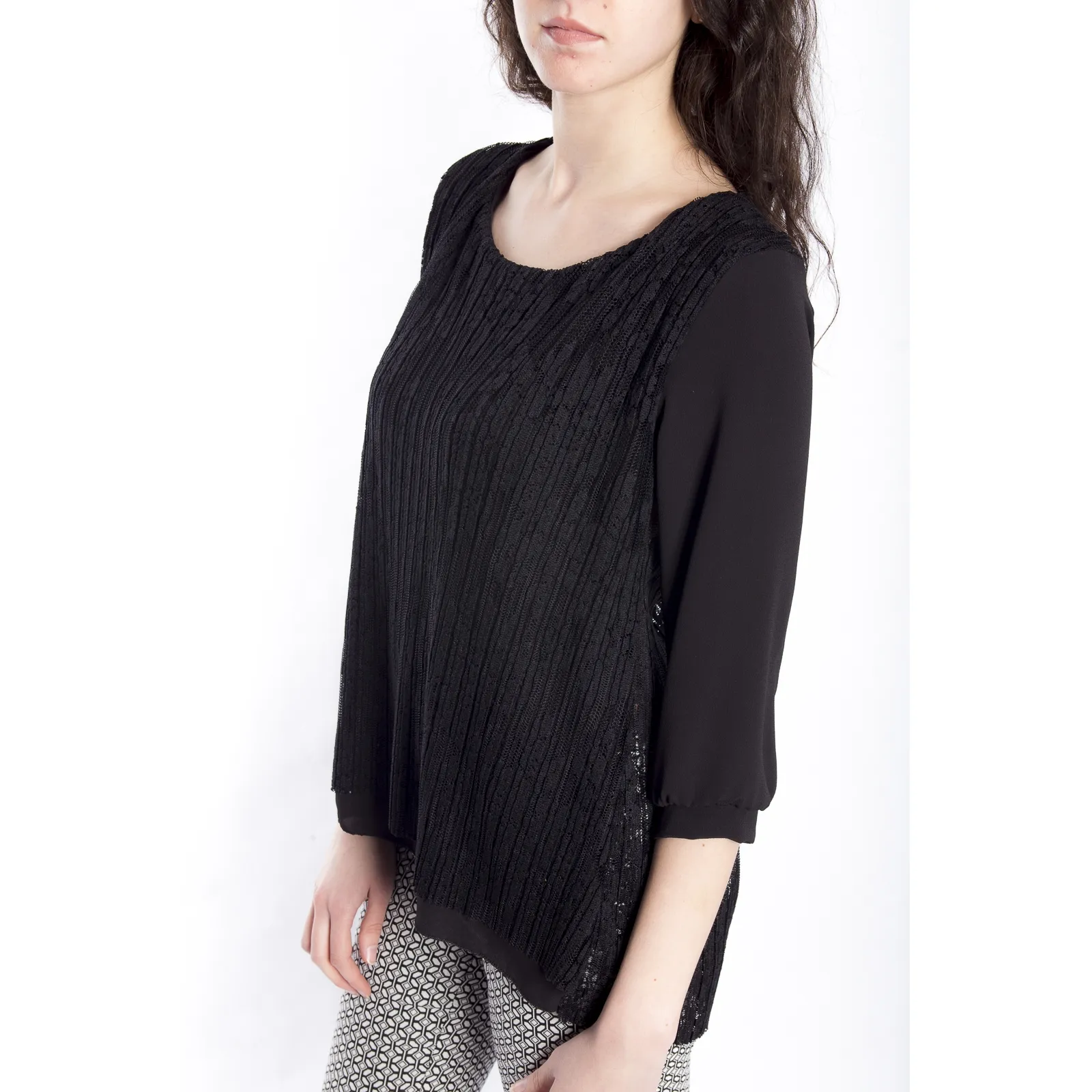 Maglia DONNA con pizzo NERO Art. 50079