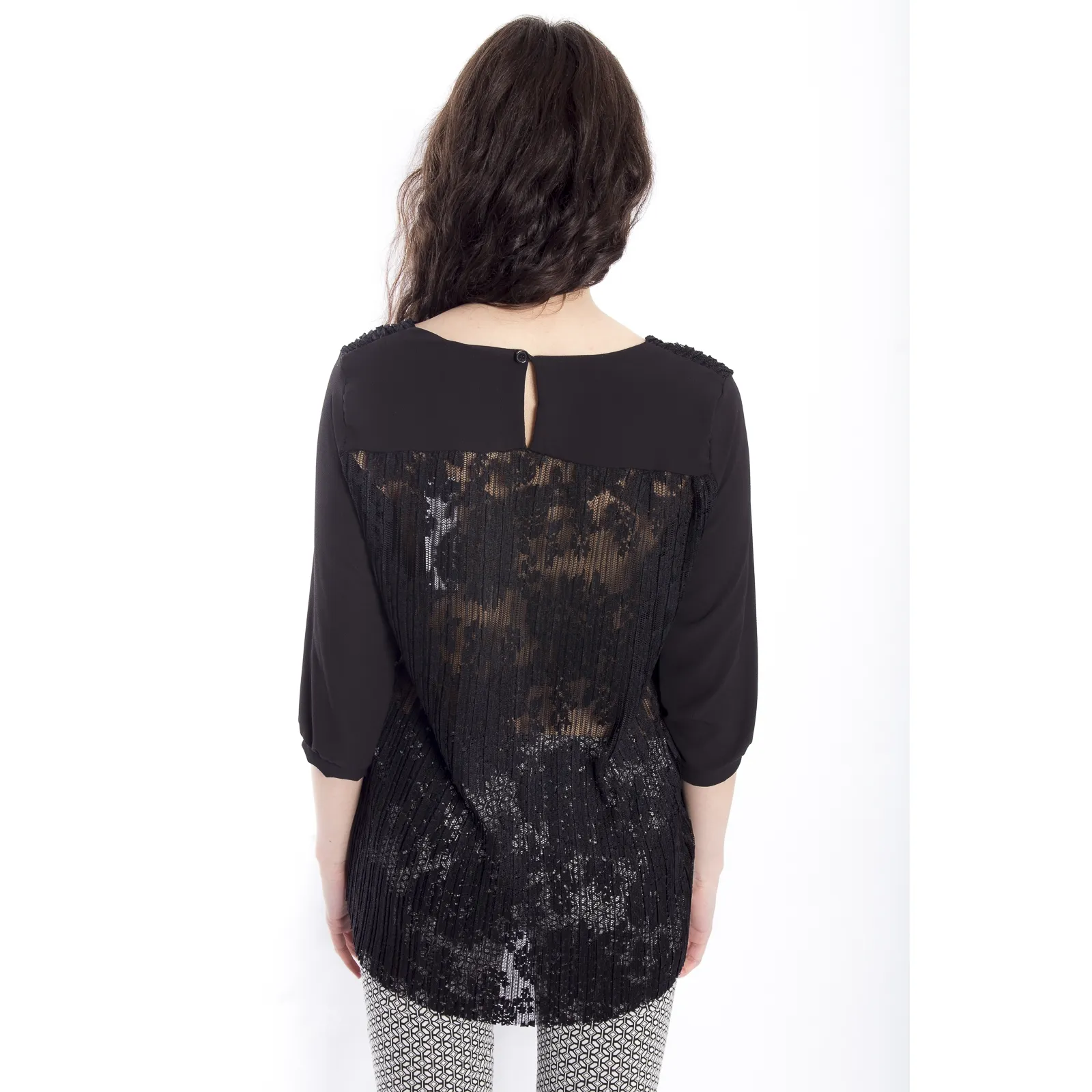 Maglia DONNA con pizzo NERO Art. 50079