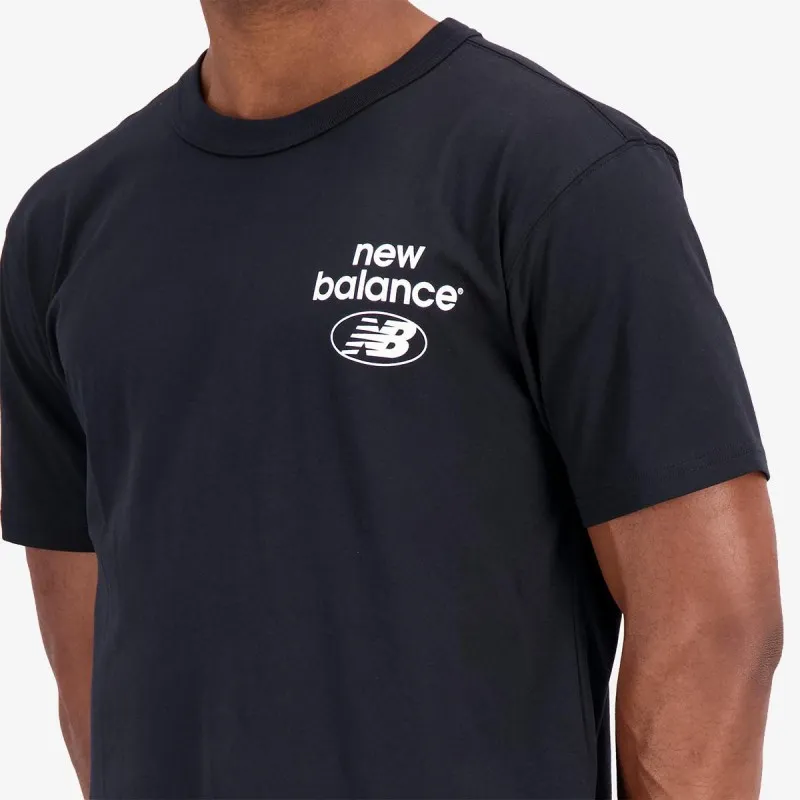 NEW BALANCE T-SHIRT UOMO ESSENTIALS REIMAGINED  COTTON JERSEY SHORT SLEEVE COLORE NERO