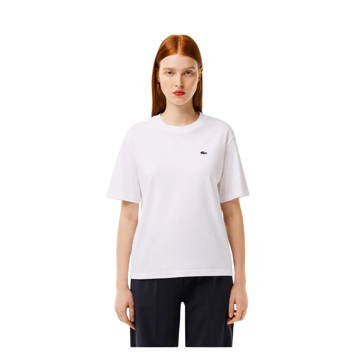 T-shirt Donna Lacoste Cotone Pima Bianco