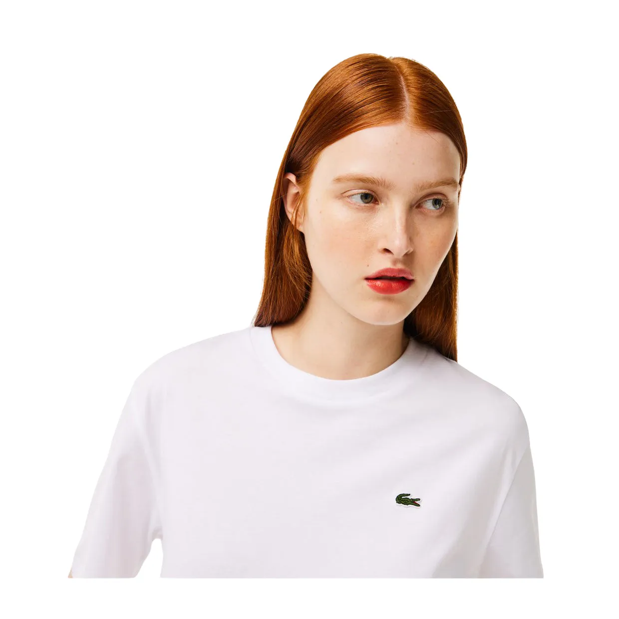 T-shirt Donna Lacoste Cotone Pima Bianco