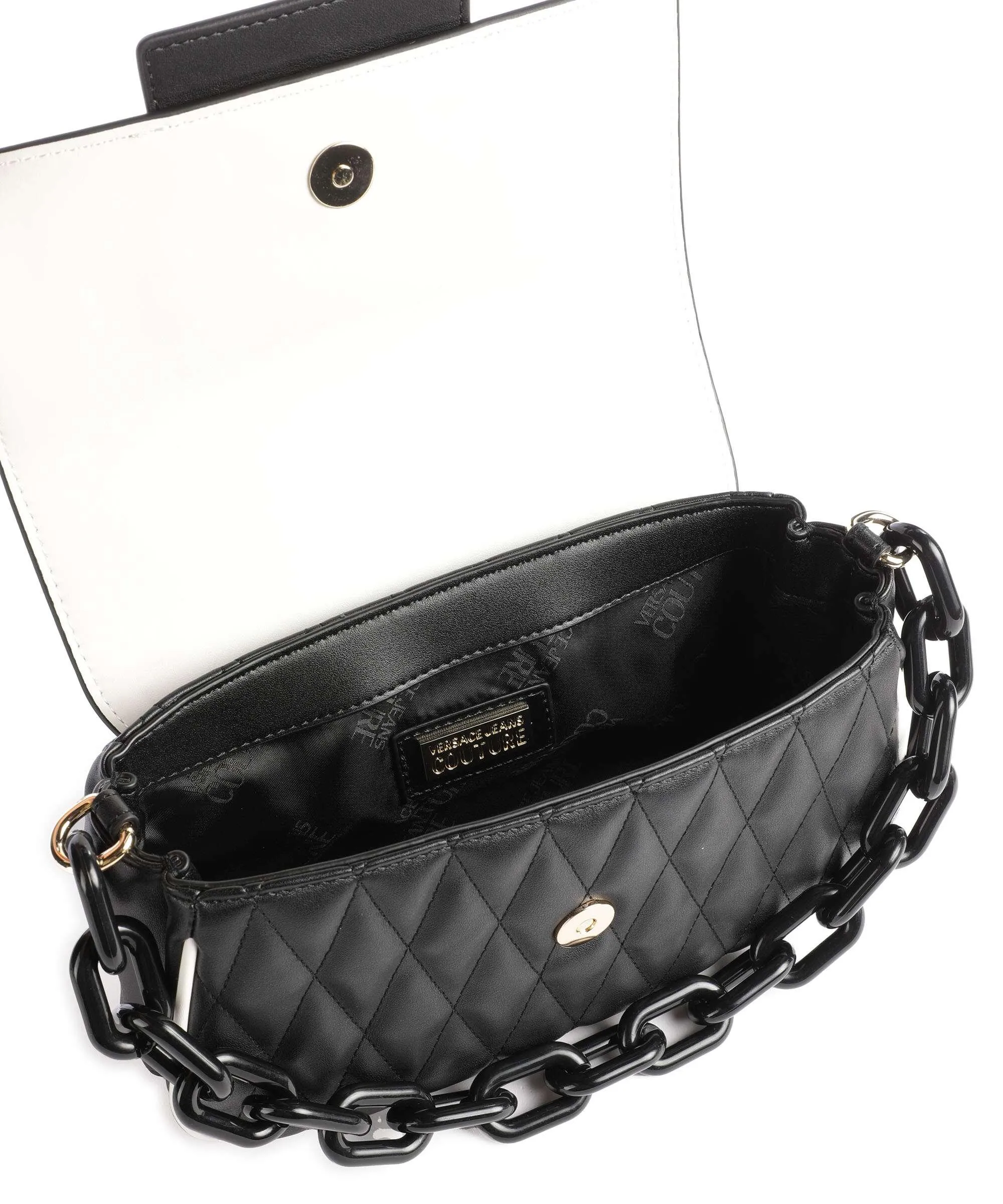  Versace Jeans Couture Logo Loop Borsa a tracolla pelle sintetica nero/bianco  